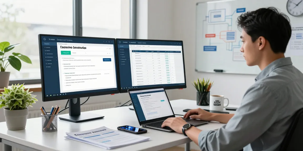 Cyber Essentials cost analysis in a professional office setting with IT expert managing compliance certification